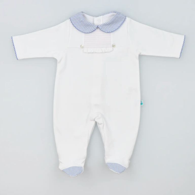 100% Cotton Striped Collar Babygrow