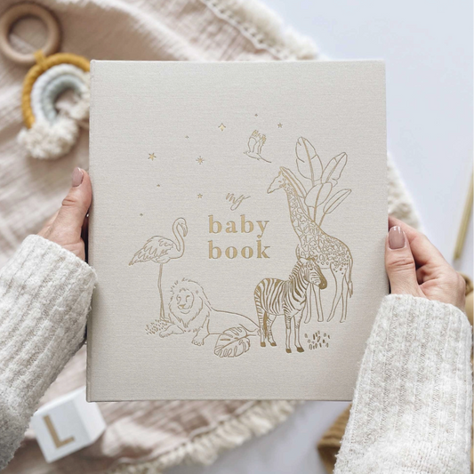 My Baby Book Safari Keepsake Memory Book + Box