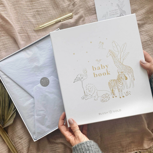 My Baby Book Safari Keepsake Memory Book + Box