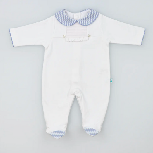 100% Cotton Striped Collar Babygrow